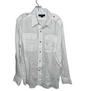 Cremieux Collection Men’s 100%‎ Linen Button Down Shirt White Size M